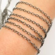 Oxidized Sterling Silver Twisted Cable Link Chain